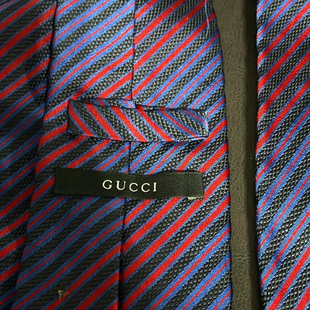 Gucci Red and Blue Striped Tie
